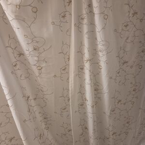 Floral Embroidered Curtain in Cream and Gold